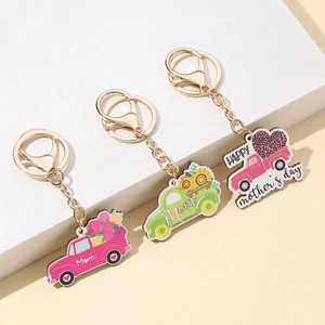 Lot de porte-clés camion rose avec cœur, lettres MAMA et tournesol pour la Fête des Mères