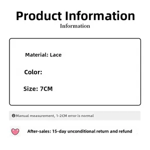 Detailed size specifications for lace hair ring accessory showing 7CM diameter measurements