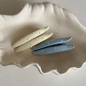 Pince à Cheveux Bec de Canard en Métal Fait Main Motif à Pois Style Coréen Clip Latéral Ovale pour Femmes Filles
