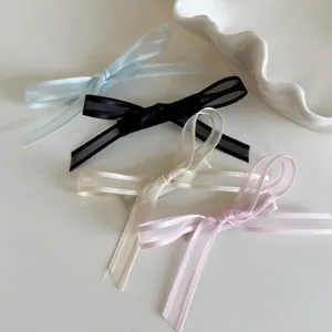 Süß Balletcore Netz Organza Schleife Haarspange Für Damen Handgefertigt Elegant Band Seitenclip Pferdeschwanz Halter Haarschmuck