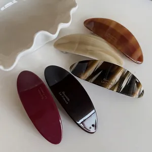 Elegante Fermaglio per Capelli in Acetato Francese Ovale a Molla Minimalista Tartarugato Marmorizzato Barrette Donna Accessorio Capelli