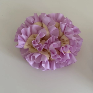 Chouchou élégant violet et beige en tissu texturé côtelé de qualité supérieure