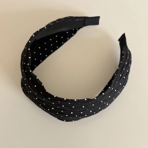 French style polka dot pleated chiffon headband with wide edge for women