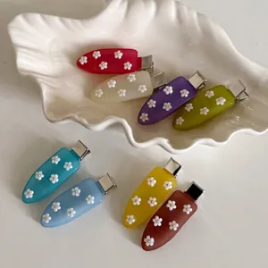 Mollette per Capelli a Fiore in Acrilico Clip a Becco d'Anatra in Resina Opaca per Donna Ragazza Stile Foresta Floreale