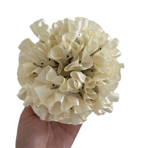 Chic beige polka dot satin oversized scrunchie for elegant bun hairstyles
