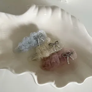 Pince à Cheveux Nœud en Dentelle Douce Avec Fausse Künstliche Perle Strass Bec de Canard Style Coréen Épingle à Cheveux Pour Femmes Accessoires Cheveux