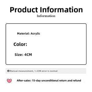 Detailed specification info for 4cm acrylic oval hair clip showing material and size