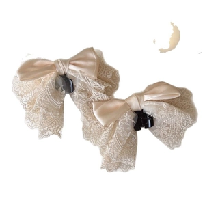 Elegante set di fermacelli per capelli in pizzo crema con nastri di raso in stile francese