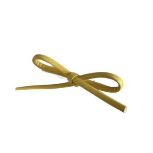 Elegant bright yellow PU fabric bow hair clip for women with sweet minimalist design
