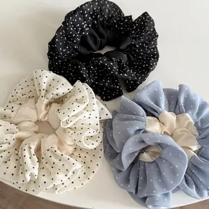 Korean Style Polka Dot Scrunchie Large Chiffon Hair Tie Handmade Elastic Fabric Hair Band For Women Sweet Hair Accessories