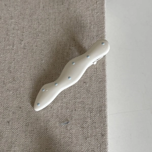 Polka dot wavy hair clip in cream and blue color for stylish women hair accessories