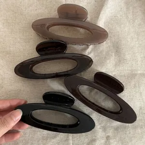 Pince à Cheveux Ovale Creuse en Acrylique Minimaliste pour Femme Haute Qualité Géométrique Fait à la Main Grande Pince à Cheveux