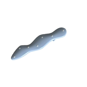 Light blue wave-shaped hair clip with white polka dots for girls' fashion style
