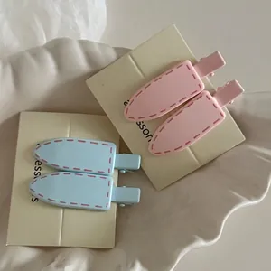 Sweet Solid Color Contrast Stitching Metal Duckbill Hair Clips For Women Seamless Aesthetic Fashion Daily Hair Accessories