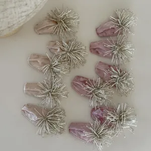 Détails de barrettes à cheveux faites main avec perles et base en velours doux