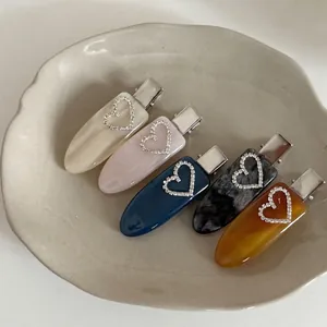 Süße Acetat Schnabelspange Mit Strass Herz Eleganter Haarclip Ohne Spuren Für Damen Mode Styling Seitenclip Accessoire