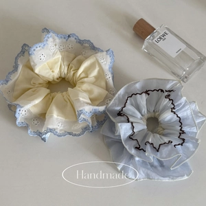 Korean Style Sweet Lace Flower Oversized Scrunchies For Women Handmade Double Layer Elastic Hair Ties Hair Band Accessories