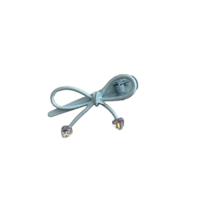 Barrette à cheveux nœud bleu clair avec pendentifs en cristal de cœur de style doux