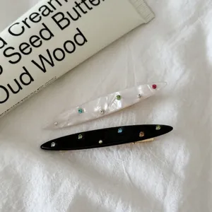 Barrette à Cheveux Mode en Acétate avec Strass Colorés Clip Bec de Canard Texture Marbre Accessoires Cheveux Femme Coiffure