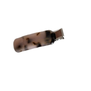 French tortoise shell acetate hair clip with golden script lettering and metal buckle