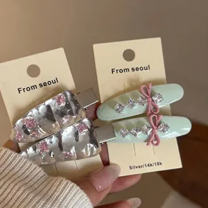Koreanischer Stil Frischer Strass Haarclip Süßer Cremiger Ovaler Legierung Strass Pony Clip Für Damen Mode Haarschmuck
