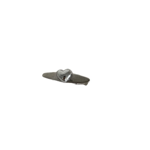 Silver brushed metal hair clip with a stylish 3D heart design on an oval base
