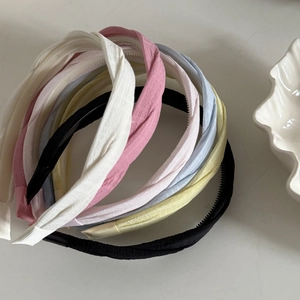 Retro twisted fabric headbands set with non-slip teeth combs in various pastel colors