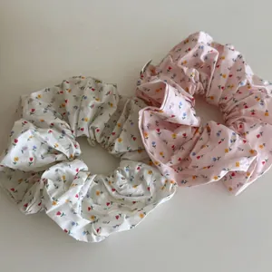 Sweet Floral Fabric Scrunchies For Women Fresh Korean Style Handmade Elastic Hair Ties Hair Bands Headwear Accessories