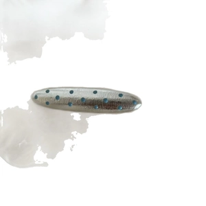 Silver leather hair clip with blue oil drip polka dots for women stylish hair accessory