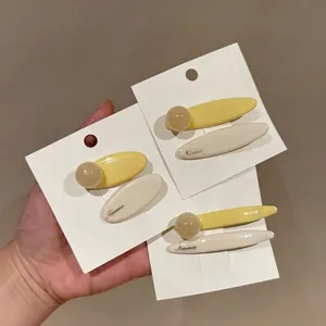 Macaron Cream Yellow White Matte Hair Clip Sweet Acrylic Minimalist Alligator Clip Oval Wave Design Bangs Hair Pin Women Girl