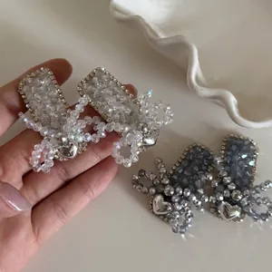 Luxus Handgefertigt Kristall Schleife Haarklammer Für Damen Strass Herz Perlen Pony Clip Elegant Mode Haarschmuck