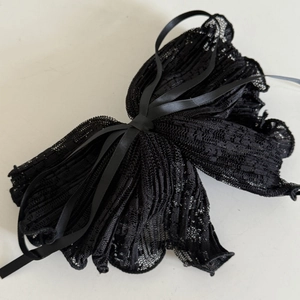 Elegant Korean style black lace bow hair clip with satin ribbon and shark claw for women