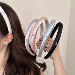 French Style Padded Satin Headband For Women Glitter Starry Sky Thick Sponge Hair Hoop Elegant Daily Hair Accessories