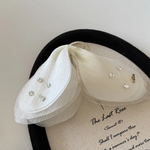 Pince à cheveux papillon en tulle blanc élégante avec strass brillants et clip doré