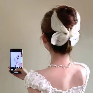 Pince à Cheveux Papillon en Tulle Style Français pour Femmes Grande Élégante Strass Perle Artificielle Accessoires Cheveux