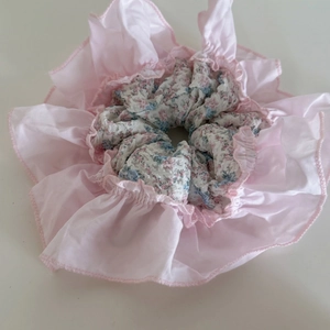 Elastico per capelli rosa a fiori da donna in tessuto leggero intrecciato