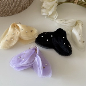 Lot de pinces à cheveux papillon en tulle élégant avec strass en quatre tons doux