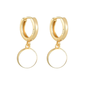 Detailed macro view of S925 sterling silver stamp on vintage enamel round hoop earrings