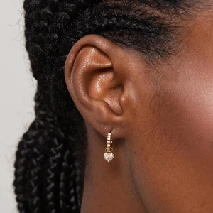 Elegant gold heart huggie hoop earrings with micro-paved sparkling cubic zirconia for women