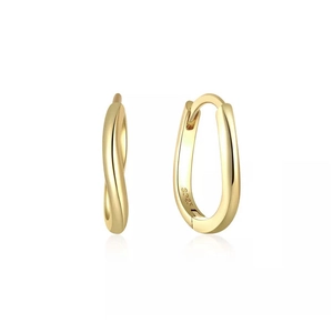 Eleganti orecchini a cerchio in argento sterling S925 placcato oro con design a corda intrecciata
