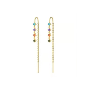 Lussuosi Orecchini a Filo in Rame con Zirconia Luna Lunga Nappa Orecchini a Catena per Donna Gioielli Boho Oro Argento