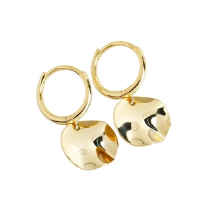Orecchini a cerchio in argento sterling S925 con pendenti tondi dorati irregolari