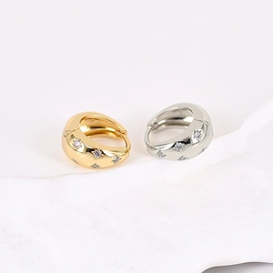 Créoles en argent sterling S925 poli avec motif étoile vintage et pierres zircon