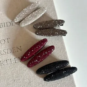 Coffret de barrettes à cheveux ovales étincelantes avec strass en quatre couleurs