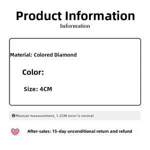 Scheda tecnica dettagliata con misura 4 cm e materiali in cristallo colorato dell'elastico