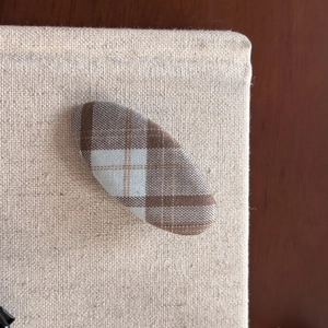 Salt blue plaid BB clip hair accessory for women in elegant British style fabric