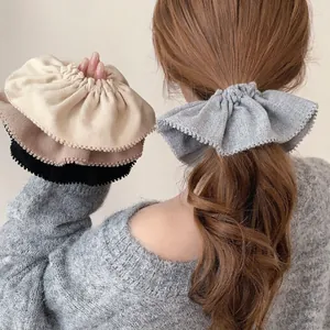 Korean Style Suit Fabric Plaid Scrunchies Wavy Edge Large Hair Ring Niche Design Ponytail Holder Hair Ties For Women