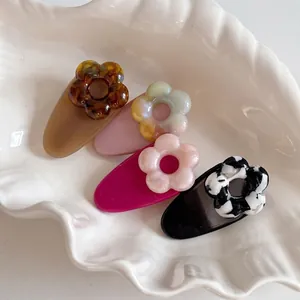 Pince à Cheveux Fleur en Acétate Douce Élégante Bec de Canard Mode Trajet Pince Latérale pour Femmes Coiffure Quotidienne