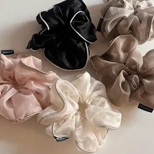 Fashion Organza Striped Scrunchies For Women Handmade Oversized Hair Ties Elegant Mesh Hair Rope Daily Styling Accessories