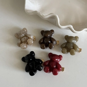 Lot de cinq barrettes à cheveux en forme d'ours en acrylique aux couleurs d'automne